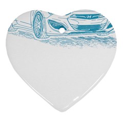 Genesis Coupe T- Shirt Hyundai Genesis Coupe Lineart Blueprint T- Shirt Ornament (heart)