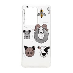 Geometric Animals T- Shirt Friendly Geometric Farm Animals    Print    Green Grey Linen Texture Back Samsung Galaxy S20 Ultra 6 9 Inch Tpu Uv Case by ZUXUMI