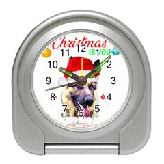 German Shepherd T- Shirt Cute German Shepherd Dog T- Shirt (1) Travel Alarm Clock by ZUXUMI