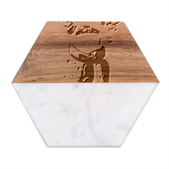 German Shepherd T- Shirt Cute German Shepherd Dog T- Shirt Marble Wood Coaster (hexagon) 