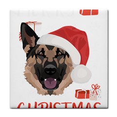 German Shepherd T- Shirt German Shepherd Merry Christmas T- Shirt (4) Tile Coaster