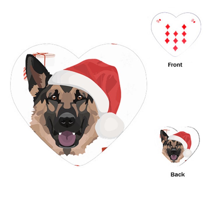 German Shepherd T- Shirt German Shepherd Merry Christmas T- Shirt (4) Playing Cards Single Design (Heart)