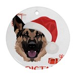 German Shepherd T- Shirt German Shepherd Merry Christmas T- Shirt (4) Round Ornament (Two Sides) Front