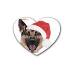 German Shepherd T- Shirt German Shepherd Merry Christmas T- Shirt (4) Rubber Heart Coaster (4 pack) Front