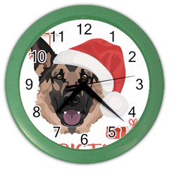 German Shepherd T- Shirt German Shepherd Merry Christmas T- Shirt (4) Color Wall Clock