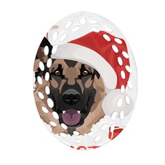 German Shepherd T- Shirt German Shepherd Merry Christmas T- Shirt (4) Ornament (oval Filigree) by ZUXUMI