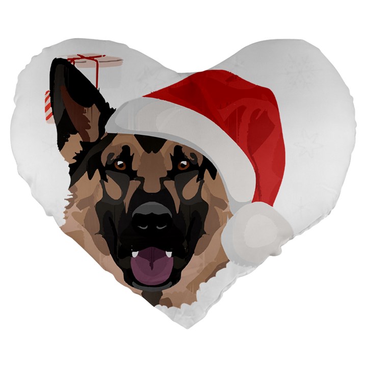 German Shepherd T- Shirt German Shepherd Merry Christmas T- Shirt (4) Large 19  Premium Flano Heart Shape Cushions