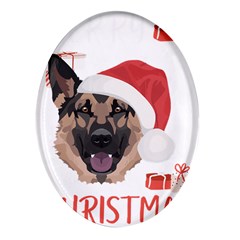 German Shepherd T- Shirt German Shepherd Merry Christmas T- Shirt (4) Oval Glass Fridge Magnet (4 pack)