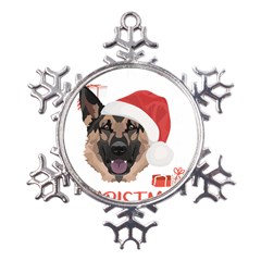 German Shepherd T- Shirt German Shepherd Merry Christmas T- Shirt (4) Metal Large Snowflake Ornament