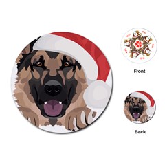 German Shepherd T- Shirt German Shepherd Merry Christmas T- Shirt (6) Playing Cards Single Design (round) by ZUXUMI