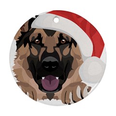 German Shepherd T- Shirt German Shepherd Merry Christmas T- Shirt (6) Round Ornament (two Sides) by ZUXUMI