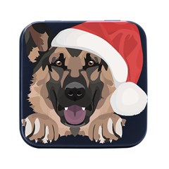 German Shepherd T- Shirt German Shepherd Merry Christmas T- Shirt (6) Square Metal Box (black) by ZUXUMI