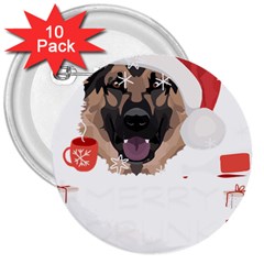 German Shepherd T- Shirt German Shepherd Merry Christmas T- Shirt 3  Buttons (10 Pack) 