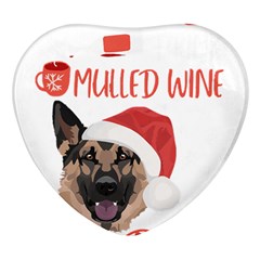 German Shepherd T- Shirt German Shepherd Mulled Wine Christmas T- Shirt Heart Glass Fridge Magnet (4 Pack) by ZUXUMI