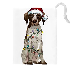 German Shorthaired Pointer Dog T- Shirt German Shorthaired Pointer Santa Christmas Tree Lights Xmas Drawstring Pouch (4xl) by ZUXUMI