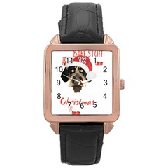 German Wirehaired Pointer T- Shirt German Wirehaired Pointer Merry Christmas T- Shirt (1) Rose Gold Leather Watch  by ZUXUMI