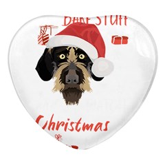 German Wirehaired Pointer T- Shirt German Wirehaired Pointer Merry Christmas T- Shirt (1) Heart Glass Fridge Magnet (4 Pack)