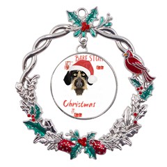 German Wirehaired Pointer T- Shirt German Wirehaired Pointer Merry Christmas T- Shirt (1) Metal X mas Wreath Holly Leaf Ornament