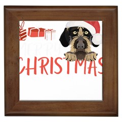 German Wirehaired Pointer T- Shirt German Wirehaired Pointer Merry Christmas T- Shirt (3) Framed Tile