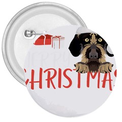 German Wirehaired Pointer T- Shirt German Wirehaired Pointer Merry Christmas T- Shirt (3) 3  Buttons by ZUXUMI