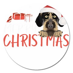 German Wirehaired Pointer T- Shirt German Wirehaired Pointer Merry Christmas T- Shirt (3) Magnet 5  (round)