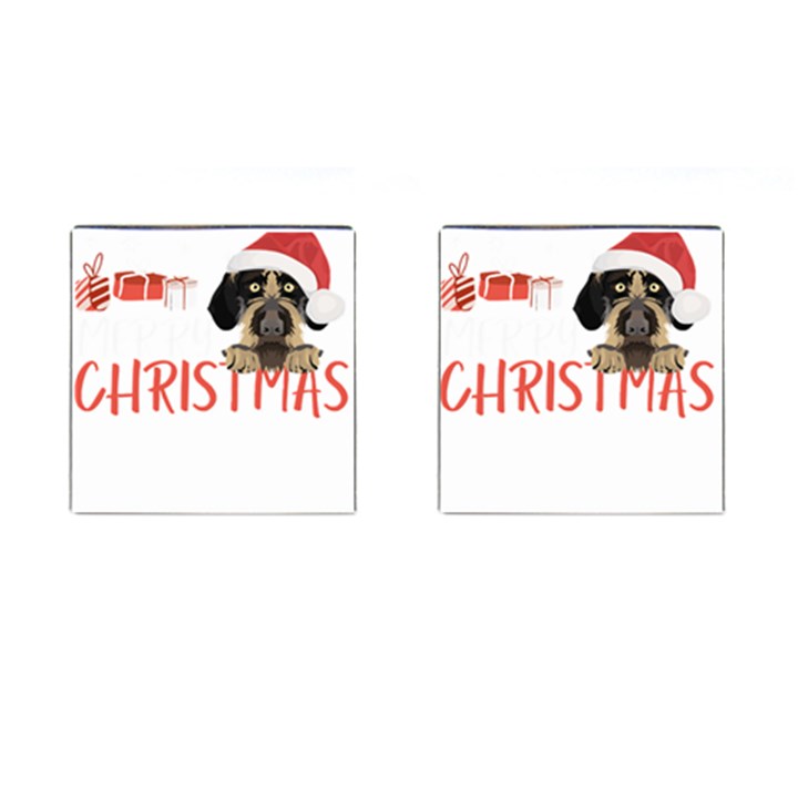 German Wirehaired Pointer T- Shirt German Wirehaired Pointer Merry Christmas T- Shirt (3) Cufflinks (Square)