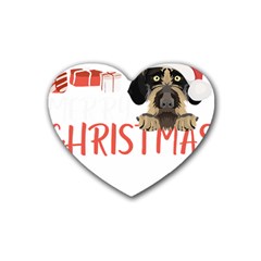 German Wirehaired Pointer T- Shirt German Wirehaired Pointer Merry Christmas T- Shirt (3) Rubber Heart Coaster (4 Pack)