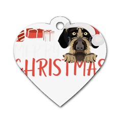 German Wirehaired Pointer T- Shirt German Wirehaired Pointer Merry Christmas T- Shirt (3) Dog Tag Heart (one Side) by ZUXUMI