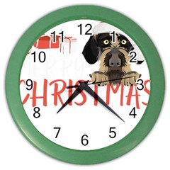 German Wirehaired Pointer T- Shirt German Wirehaired Pointer Merry Christmas T- Shirt (3) Color Wall Clock