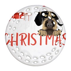 German Wirehaired Pointer T- Shirt German Wirehaired Pointer Merry Christmas T- Shirt (3) Ornament (round Filigree)