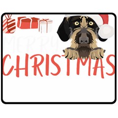 German Wirehaired Pointer T- Shirt German Wirehaired Pointer Merry Christmas T- Shirt (3) Two Sides Fleece Blanket (medium) by ZUXUMI