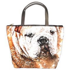 Bulldog T- Shirt English Bulldog Animal Wildlife Forest Nature Discovery Fauna T- Shirt Bucket Bag by JamesGoode