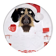 German Wirehaired Pointer T- Shirt German Wirehaired Pointer Merry Christmas T- Shirt Round Glass Fridge Magnet (4 Pack) by ZUXUMI