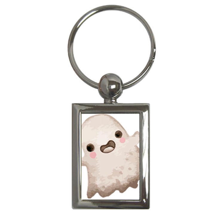 Ghost T- Shirt Watercolor Cute Ghost T- Shirt Key Chain (Rectangle)