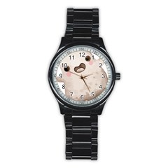 Ghost T- Shirt Watercolor Cute Ghost T- Shirt Stainless Steel Round Watch