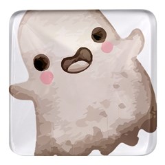 Ghost T- Shirt Watercolor Cute Ghost T- Shirt Square Glass Fridge Magnet (4 Pack) by ZUXUMI