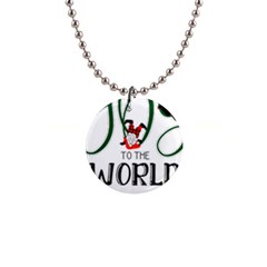 Gnome T- Shirt Joy To The World With Gnomes T- Shirt 1  Button Necklace by ZUXUMI