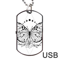 Butterfly T- Shirt Moon Butterfly T- Shirt Dog Tag Usb Flash (two Sides) by JamesGoode