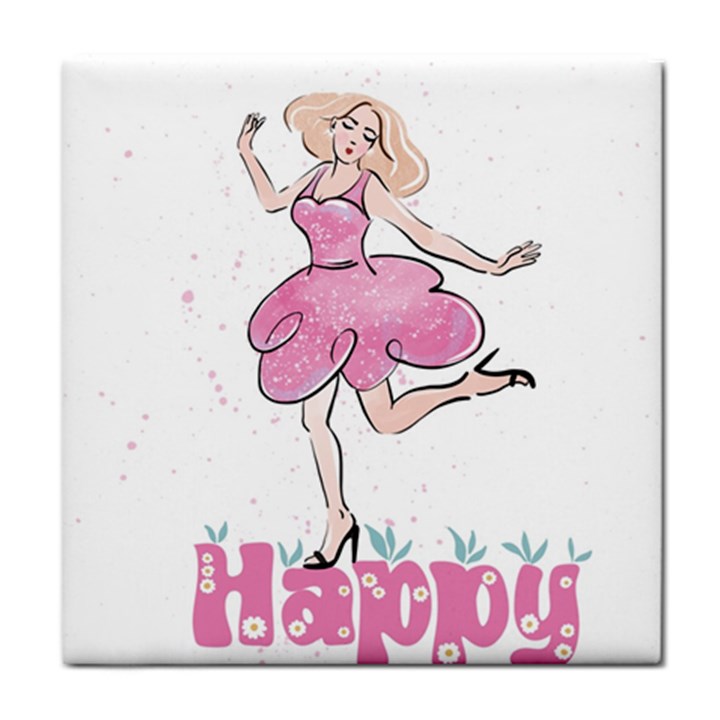 Happy Girl Tile Coaster