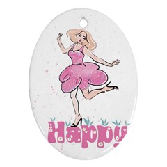 Happy Girl Ornament (oval)
