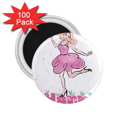 Happy Girl 2 25  Magnets (100 Pack) 