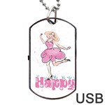 Happy Girl Dog Tag USB Flash (One Side) Front