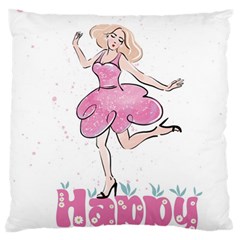 Happy Girl Standard Premium Plush Fleece Cushion Case (two Sides)