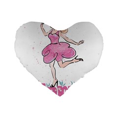Happy Girl Standard 16  Premium Flano Heart Shape Cushions