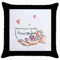 Happy Monday Throw Pillow Case (black) by SychEva