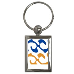 Abstract Swirl Gold And Blue Pattern T- Shirt Abstract Swirl Gold And Blue Pattern T- Shirt Key Chain (Rectangle)