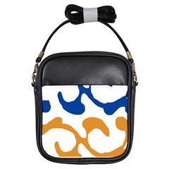 Abstract Swirl Gold And Blue Pattern T- Shirt Abstract Swirl Gold And Blue Pattern T- Shirt Girls Sling Bag