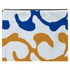 Abstract Swirl Gold And Blue Pattern T- Shirt Abstract Swirl Gold And Blue Pattern T- Shirt Cosmetic Bag (XXXL)