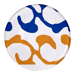 Abstract Swirl Gold And Blue Pattern T- Shirt Abstract Swirl Gold And Blue Pattern T- Shirt Round Glass Fridge Magnet (4 pack)