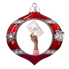 Hand 2 Metal Snowflake And Bell Red Ornament by SychEva